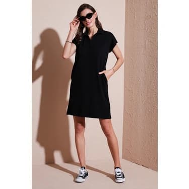 Lela Regular Fit Polo Yaka Mini Elbise Bayan Elbise