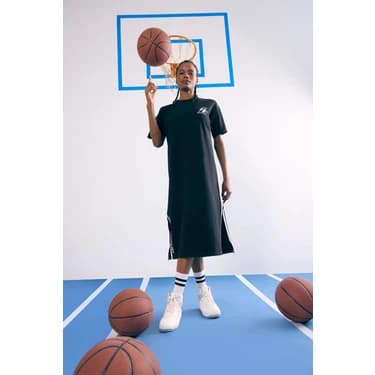 DeFacto NBA Los Angeles Lakers Oversize Geniş Kalıp Kısa Kollu Pike Midi Elbise